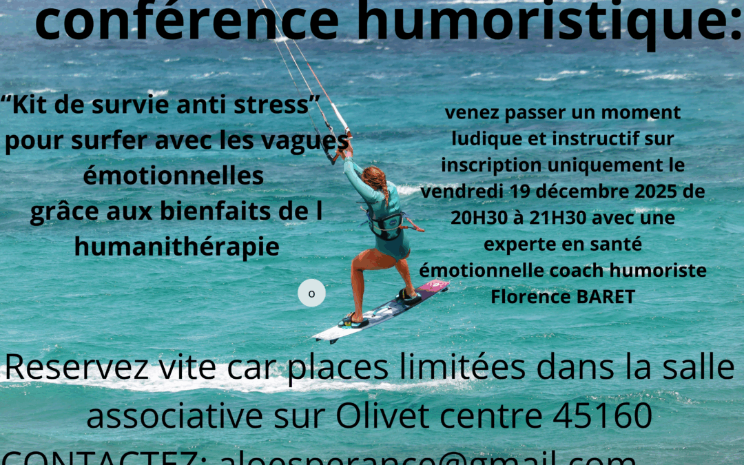 Conférence humoristique : Kit de survie anti stress grâce à l’ « humanithérapie »!